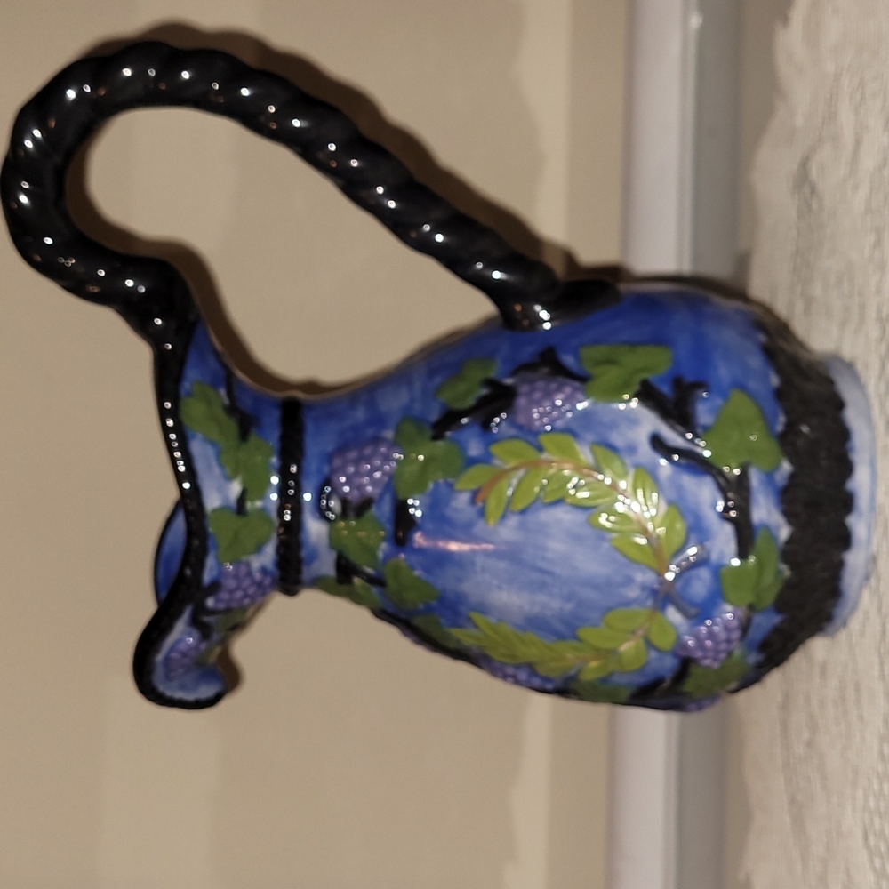 Vintage Hand Painted Pitcher Man & Grapes - Picture 6 of 16